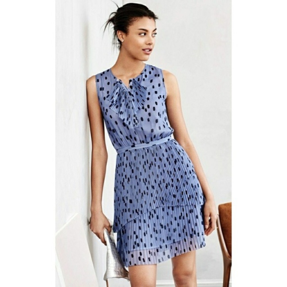 Banana Republic Pleated Dot-Print Sleeveless Dress